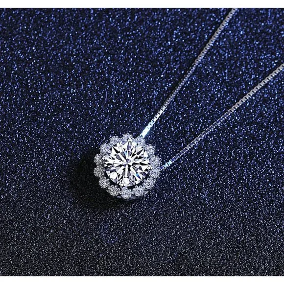 Certified 1ct. t.w. Moissanite Diamond Halo Necklace NEW M - Picture 5 of 11